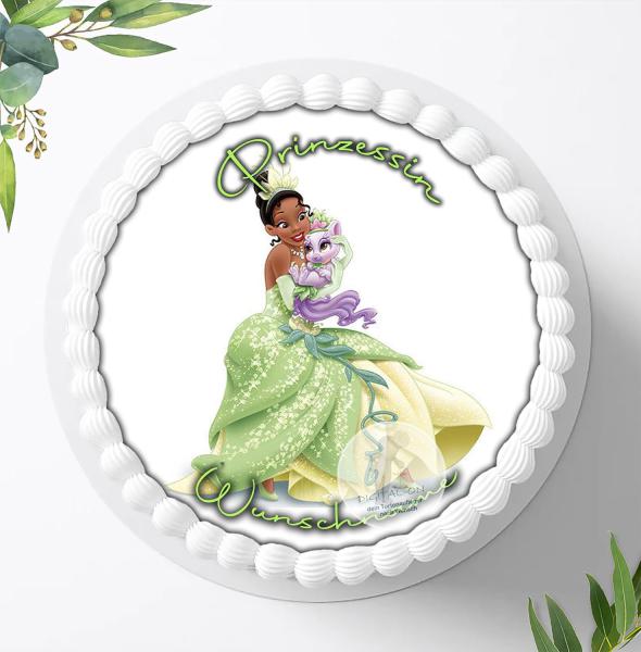 Prinzessin Tiana mit Wunschname, Tortenaufleger Ø 20cm, 0309z
